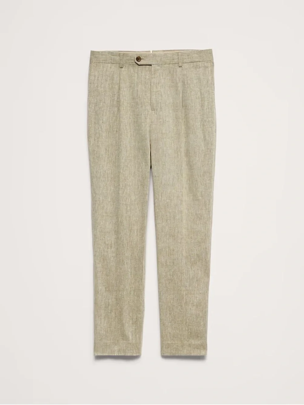 TAILORED SLIM-FIT GREEN LINEN-COTTON SUIT PANT